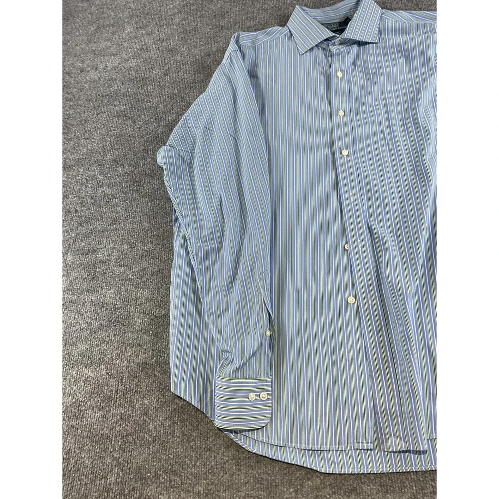 Polo Ralph Lauren Regent Classic Fit Dress Shirt 17.5 36/37 Blue Stripe Long Sle